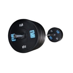 Barra recta con discos negros de 5 a 25kg