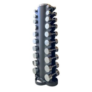 Mancuernero con mancuernas cromadas de 1kg a 10kg