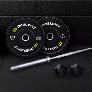 Pack Barra Home 2,2 m + Discos Bumper + Cierre Doblefit Black