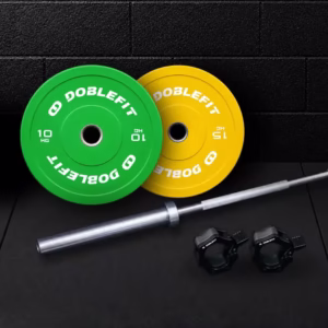 Pack Barra Home 2,2 m + Discos Bumper + Cierre Doblefit Color