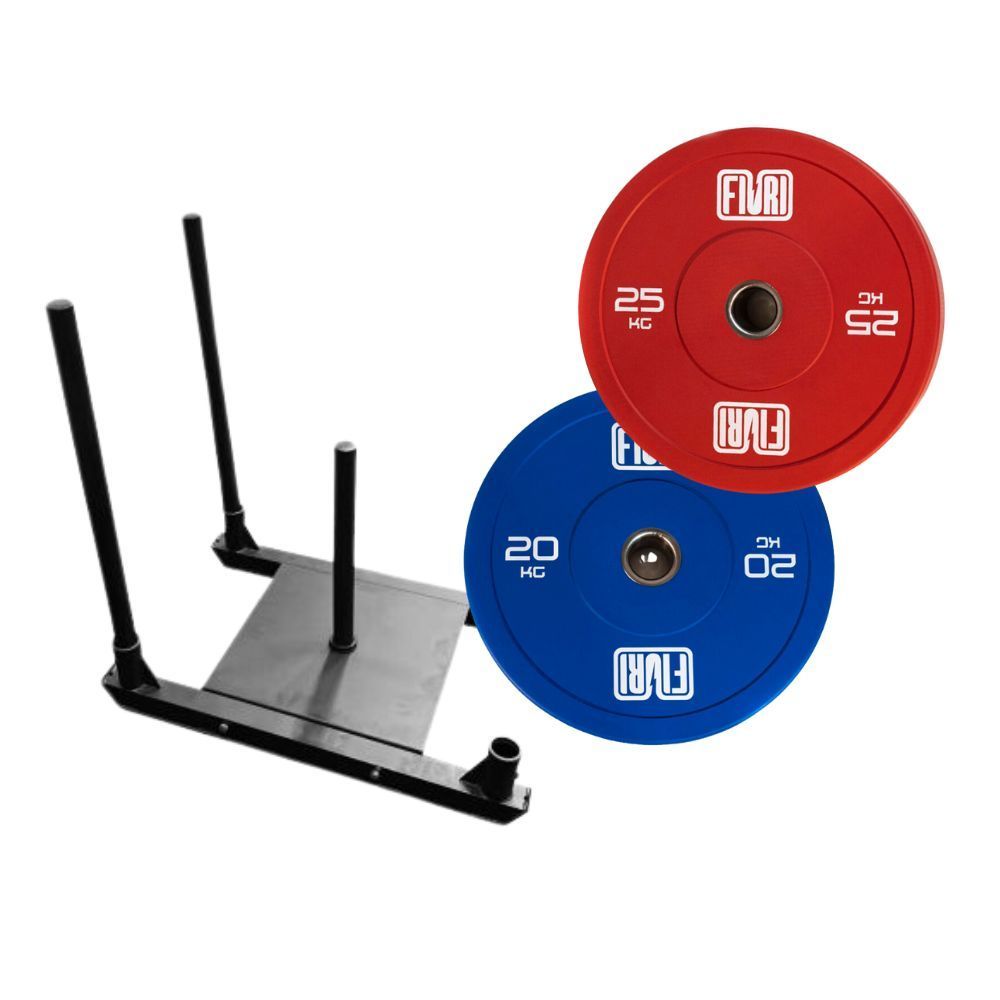 Trineo + 2 discos color 20 kg + 2 discos color 25 kg